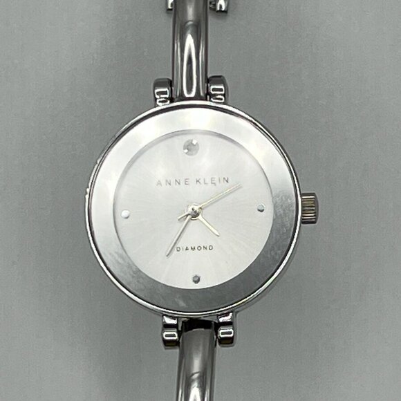Anne Klein Diamond Series Petite Round Ladies Silver Tones Watch Working - Picture 6 of 8